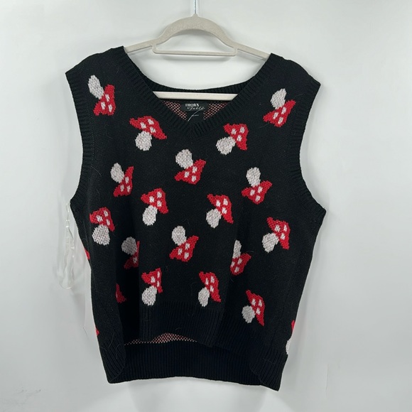 Hot Topic Sweaters - NWT Hot topic thorn and fable black mushroom sweater vest